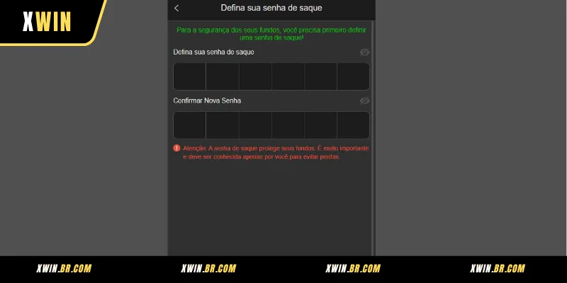 Acesse a plataforma e defina a senha de saque